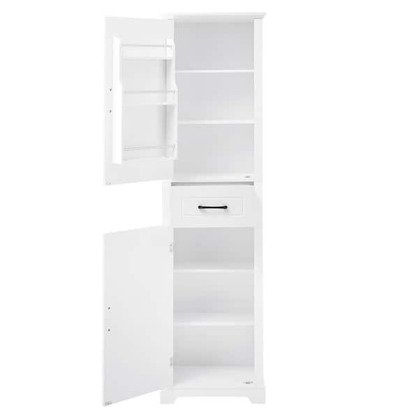 20 in. W x 11.8 in. D x 72.5 in. H White Wood Linen Cabinet Storage Cabinet with Adjustable Shelves