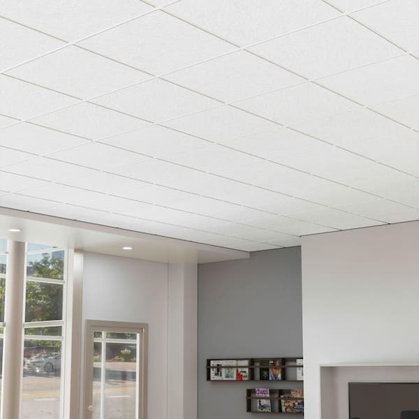 2 ft. x 2 ft. Luna White Shadowline Tapered Edge Lay-In Ceiling Tile, case of 12 (48 sq. ft.)