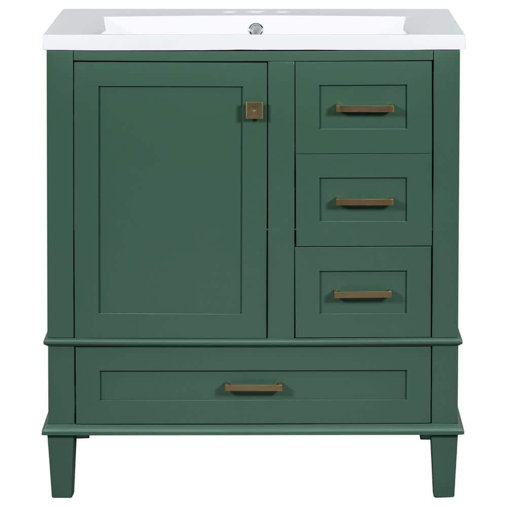  Linique 30 Modern Bathroom Vanity with Sink Combo Set, Solid  Wood Frame Bathroom Storage Cabinet with a Soft Closing Door and 3 Drawers,  Green : Tools & Home Improvement