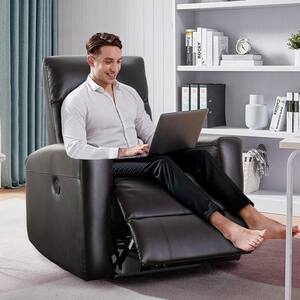 Brown Genuine Leather Power Recliner Chair with Adjustable Heated Massage Function, USB Port