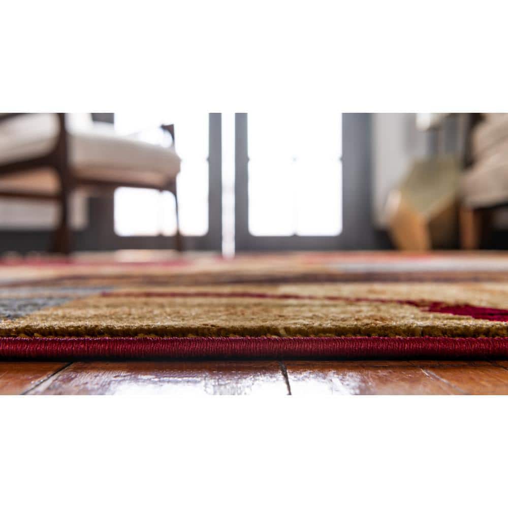Colorful Abstract Rectangular Synthetic Area Rug