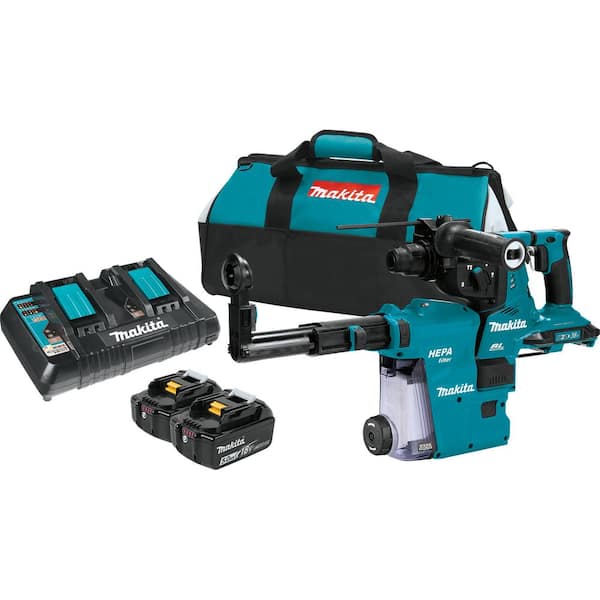 Makita 18V X2 LXT 36V 1-1/8 in. Brushless Cordless Rotary Hammer Kit with HEPA Dust Extractor AFT AWS Capable 5.0 Ah