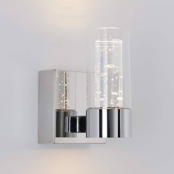 Chrome LED Sconce with Bubble Glass Artika Essence 4.3 in 