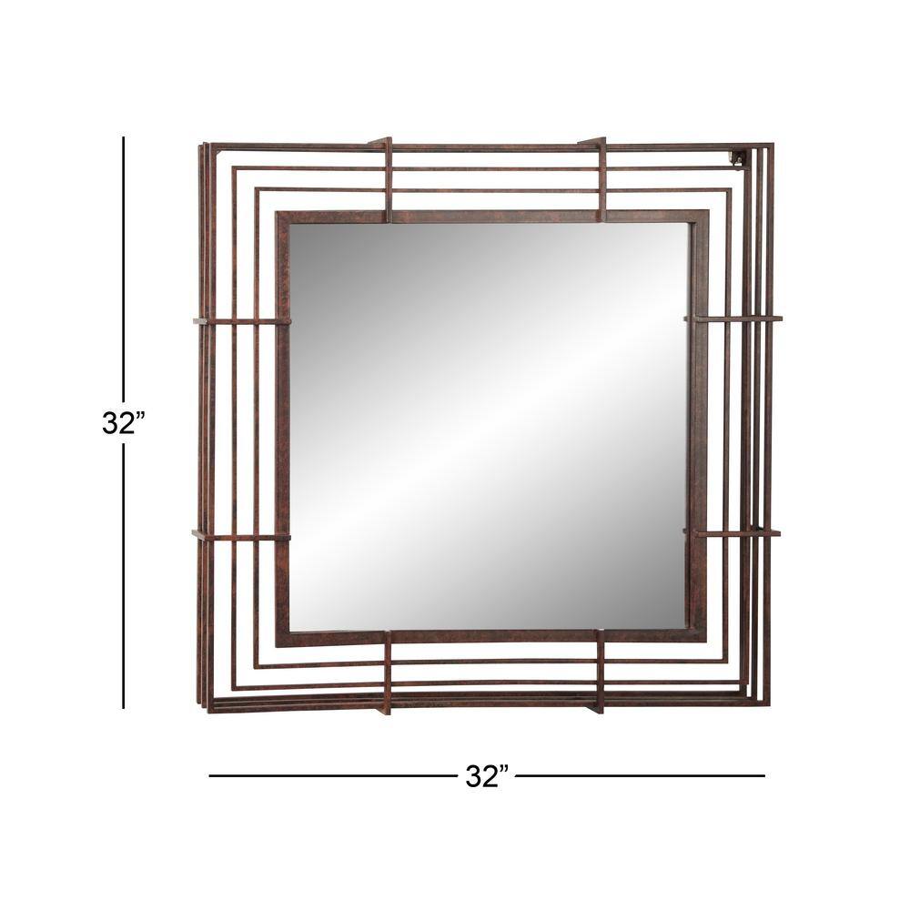 Full-Length Square Textured Bronze Industrial Wall Mirror