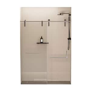 60 in. x 76 in.Clear Tempered Glass Shower Sliding Door with Brushed Nickel Stainless Steel Hardware