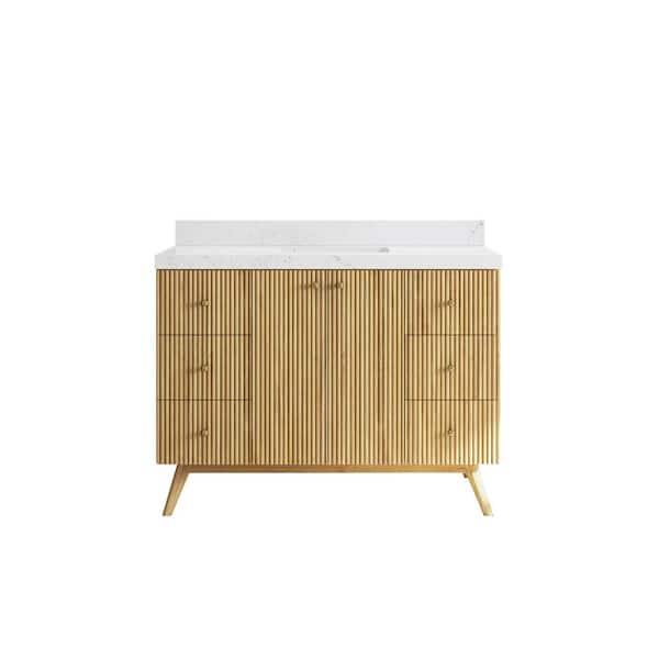 Willow Collections Pasadena Teak 48 in. W x 22 in. D x 36 in. H Single Sink Bath Vanity in Light Teak with 2 in. Empira Quartz Top