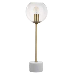 Caden 22.25 in. Brass Gold/White Table Lamp with Open Globe Shade