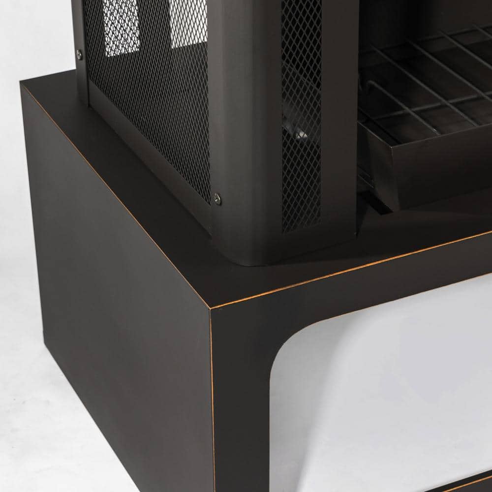 45.28 in. Black Steel Outdoor Wood Burning Fireplace Chimney