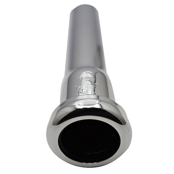 Westbrass A422-01 1-1/2 X 8 Inch Slip Joint Extension Tube – Solid Brass, Polished Brass, With Nut & Washer, For Drain To P-Trap