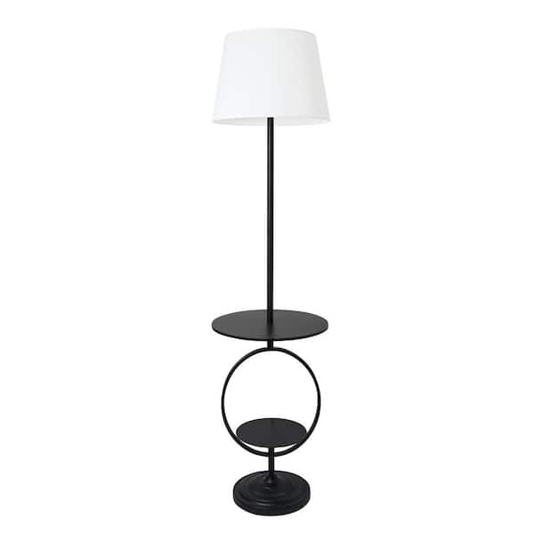 Lalia Home 61.4 in. Modern Elegance Standard Floor Lamp with Built-In Side Table for Living Room, Bedroom, Entryway, Black