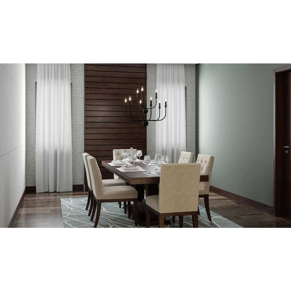 Blanche Matte Black 27" Steel 9-Light Chandelier