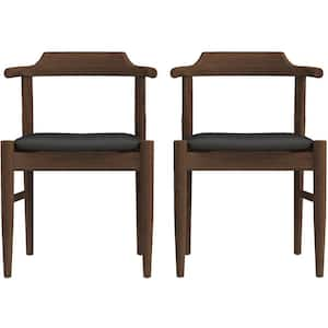 Kathy Mid-Century Modern Black Vegan Leather Dining Chair (Set of 2)