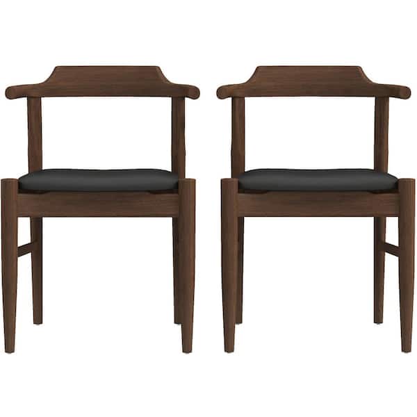 Ashcroft Furniture Co Kathy Mid-Century Modern Black Vegan Leather Dining Chair (Set of 2)