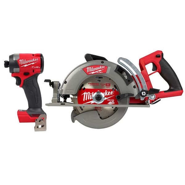 Milwaukee M18 FUEL 18-Volt Lithium-Ion Brushless Cordless 1/4 in. Hex Impact Driver and 7-1/4 in. Rear Handle Circular Saw