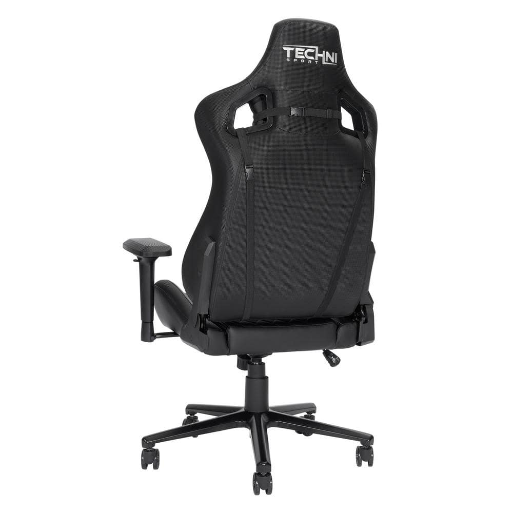 Black Ergonomic Steel Gaming Chair with Adjustable Armrests