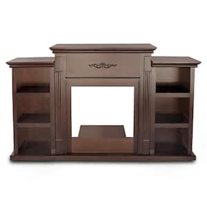 70 in. Media Console Open Shelves Elegant Organization TV Stand in Espresso (Stand Only) Without Electric Fireplace