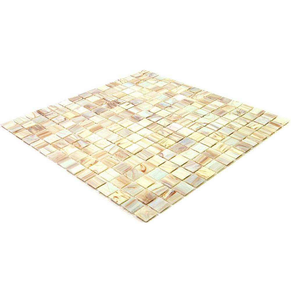 Celestial 12 in. x 12 in. Beige Iridescent Glass Mosaic Tile