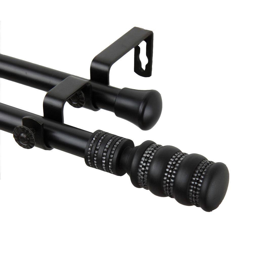 28 in. - 48 in. Telescoping Double Curtain Rod Kit in Black with Dollop Finial price history on PriceWatchPro