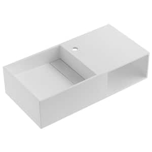 32 in. Wall-Mount or Countertop Bathroom Vanity with Flat Top and Storage Space in Matte White