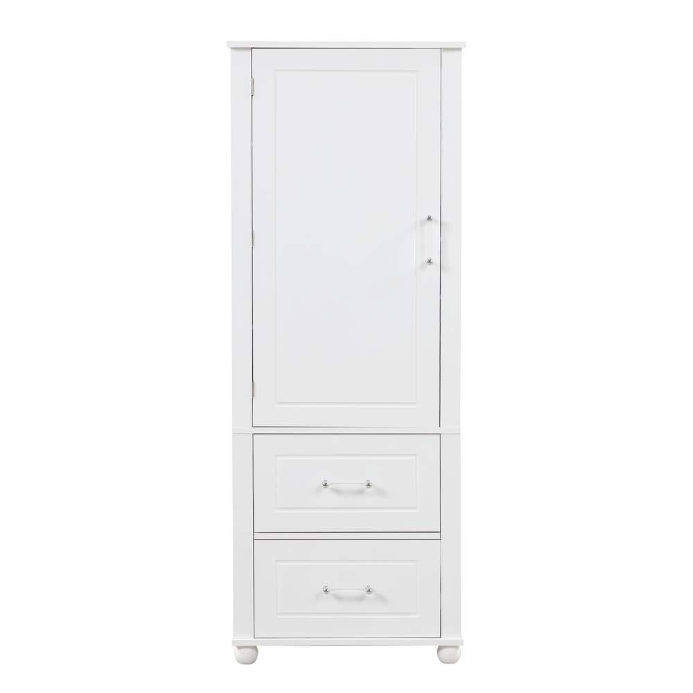 23 in. W x 15.9 in. D x 61.4 in. H White Linen Cabinet with Doors and Drawe
