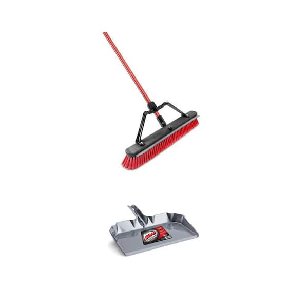 24 in. Multi-Surface Squeegee Push Broom and Extra Wide 17 in. Dust Pan Combo