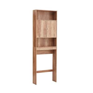 25 in. W x 77 in. H x 7.9 in. D Brown Over-the-Toilet Storage Bathroom Wood Organizer Shelf Rack Cabinet Spacesaver