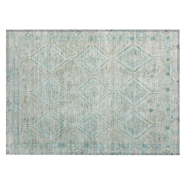 Chantille Machine Washable Indoor/Outdoor Abstract ACN2727 Turquoise 2 ft. x 3 ft. Accent Rug