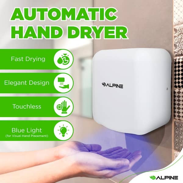 Hemlock Commercial Stainless Steel White Automatic 220-Volt High-Speed Electric Hand Dryer