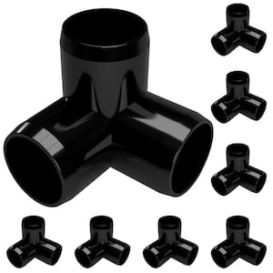 3/4 in. Furniture Grade PVC 3-Way Elbow in Black (8-Pack)