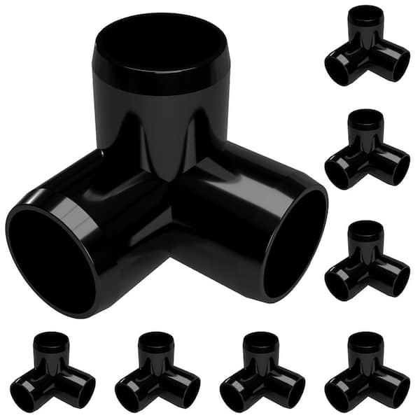 Formufit 3/4 in. Furniture Grade PVC 3-Way Elbow in Black (8-Pack)