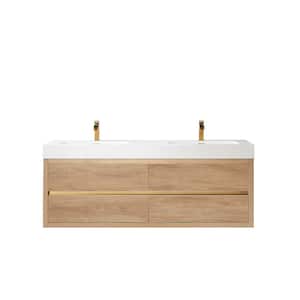 Palencia 60 in. W x 20 in. D x 23.6 in. H Double Bath Vanity in North American Oak with White Composite Integral Top