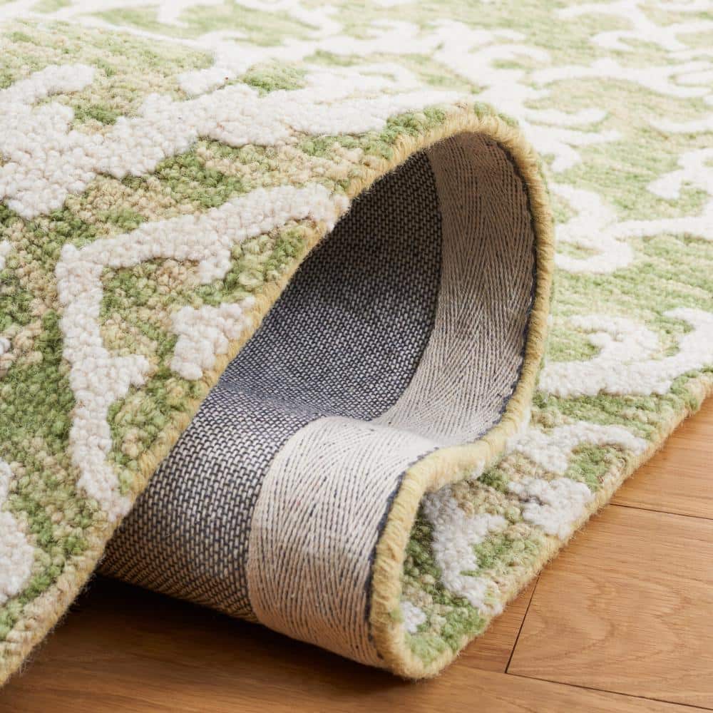 Ivory Floral Tufted Wool Rectangular Area Rug 5' x 8'