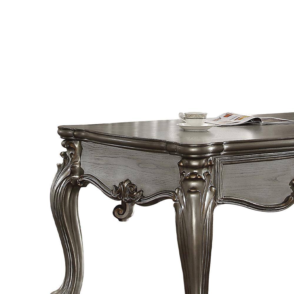 Regal White Executive Desk with Carved Details and Storage