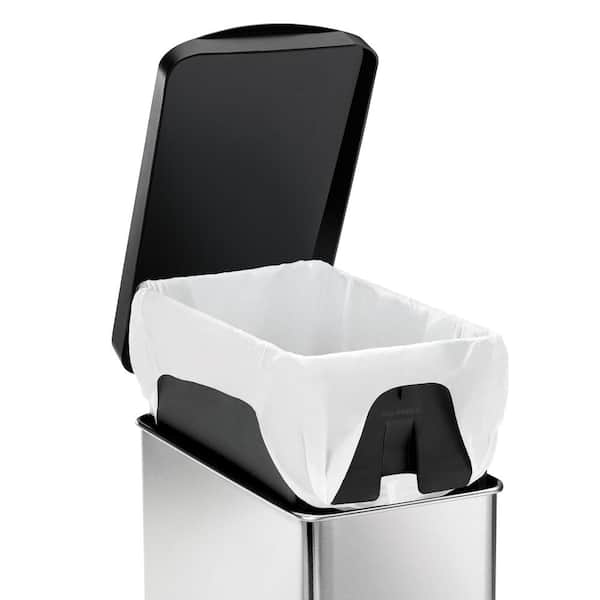 Simplehuman 10L Rectangle Trash Can W/ Bags OB black Chrome Compact Office&  home