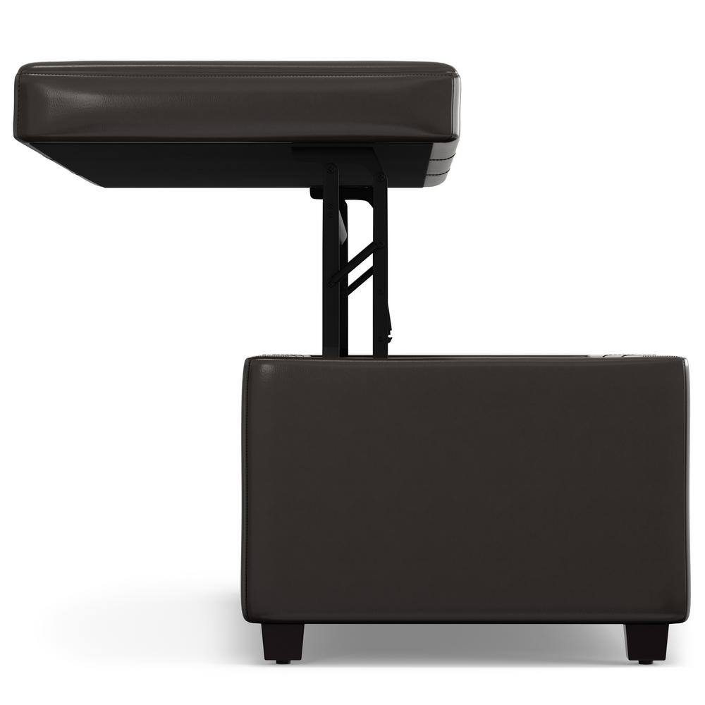 Tanners Brown Faux Leather Lift Top Storage Ottoman