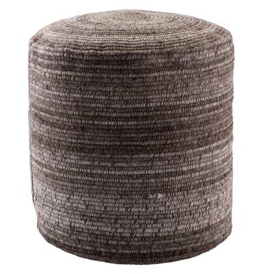 Duro Stripes Gray and Brown 18 in. x 18 in. x 22 in. Cylinder Pouf