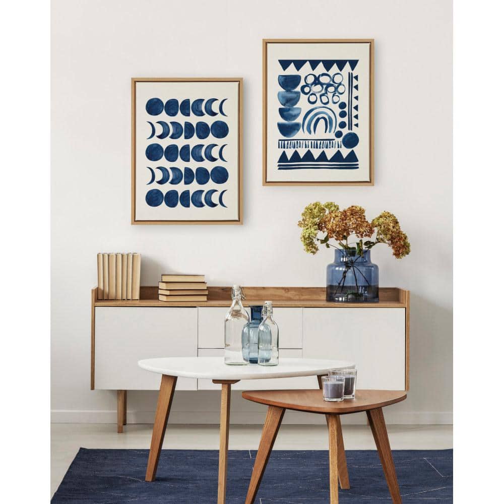 Natural Framed Moon Phases Abstract Canvas Wall Art
