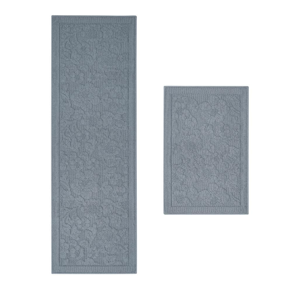 Rosemoor Blue 2 ft. X 6 ft. Floral Machine Washable 2-Piece Rug Set price history on PriceWatchPro