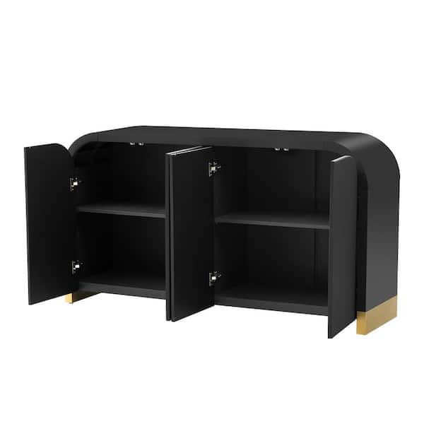 COWLOWN 59.8 in. W x 15.7 in. D x 32.9 in. H Bathroom Black Linen Cabinet