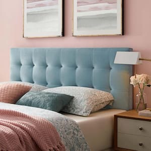 Lily Light Blue Biscuit Tufted Twin Performance Velvet Headboard