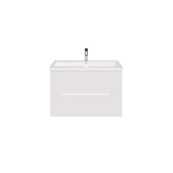 Maui 36 in. Single Sink Floating White Bath Vanity with White Acrylic Top (Assembled)