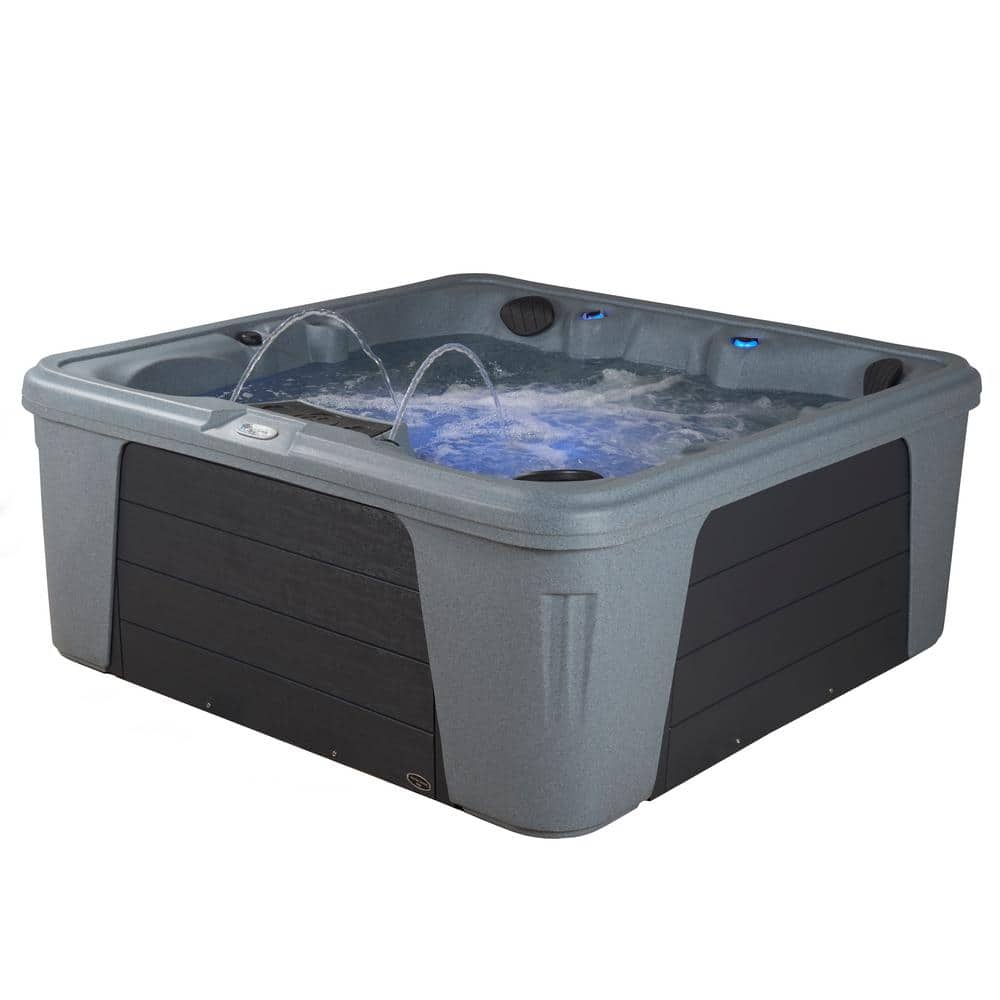 Gray Granite 6-Person Square 30-Jet Hot Tub Spa