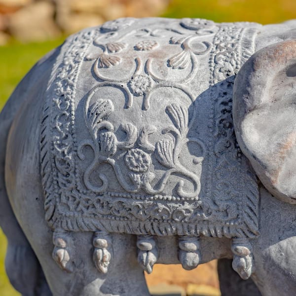 ★ BLUE ELEPHANT★ TIAGOS matte silver 03829 Ebros Feng Shui Ming Style Blue and White Ornate Design with