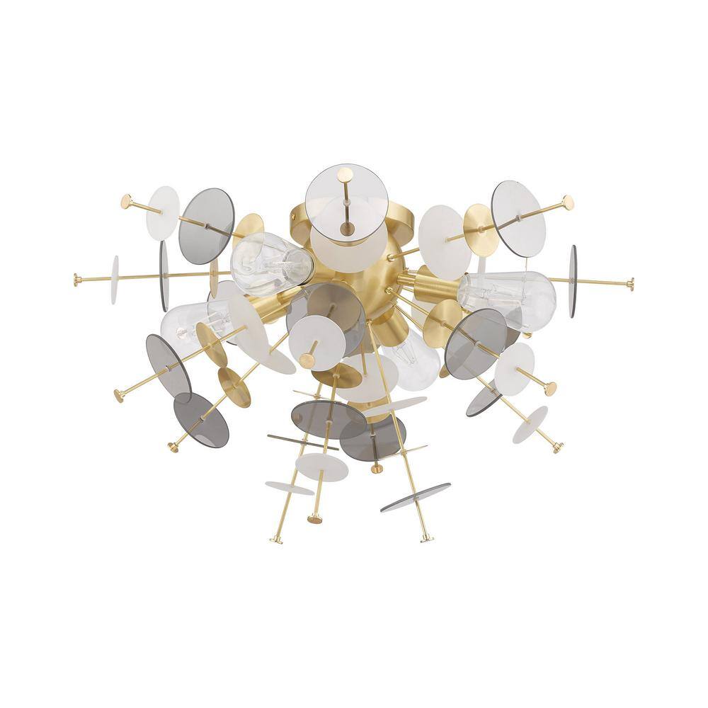 Satin Brass and Glass 4-Light Flush Mount Ceiling Fixture
