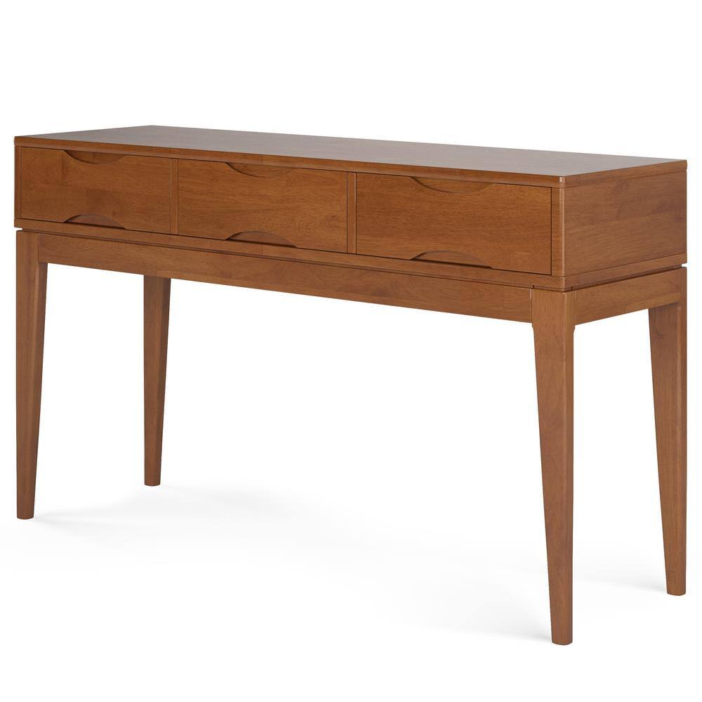 Teak Brown Solid Hardwood 54" Console Table with Storage