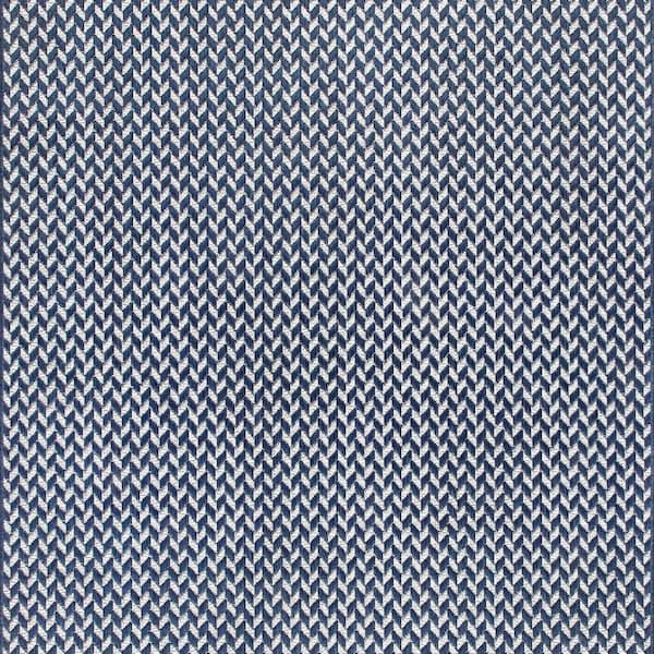 Taraji Herringbone Navy 8 ft. x 8 ft. Outdoor Area Rug