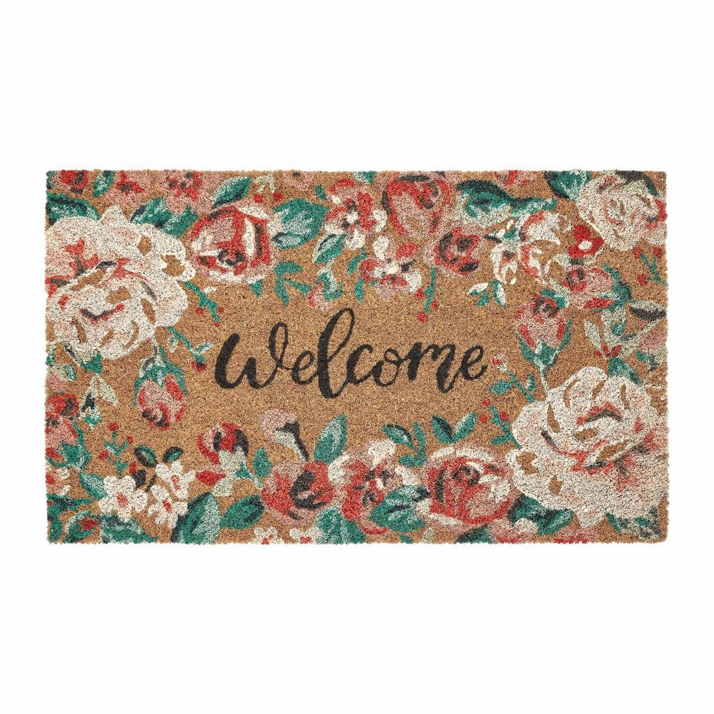 Traditional Floral Multi-Colored 18 in. x 30 in. Coir Indoor/Outdoor Door Mat price history on PriceWatchPro