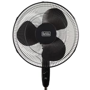 B & D 16 in. 3-Speed, Stand Alone Floor Fan, Adjustable Height with Remote in Black