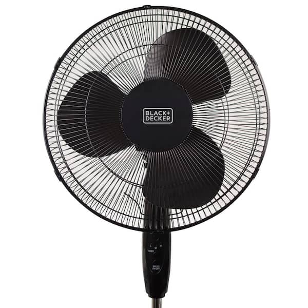 BLACK+DECKER B & D 16 in. 3-Speed, Stand Alone Floor Fan, Adjustable Height with Remote in Black