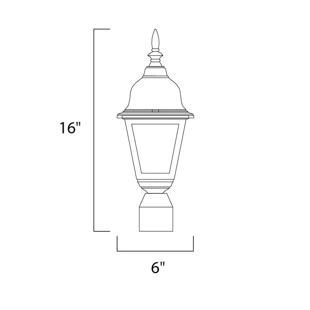 Black Aluminum 16" Outdoor Post Light with Clear Glass
